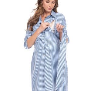 Seraphine Cotton & Lyocell Maternity & Nursing Shirt Dress - size 8
